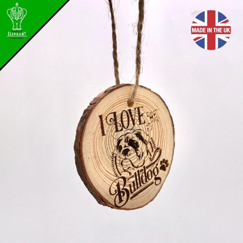 I Love My Bulldog - Hanging Wooden Disc - Image 3