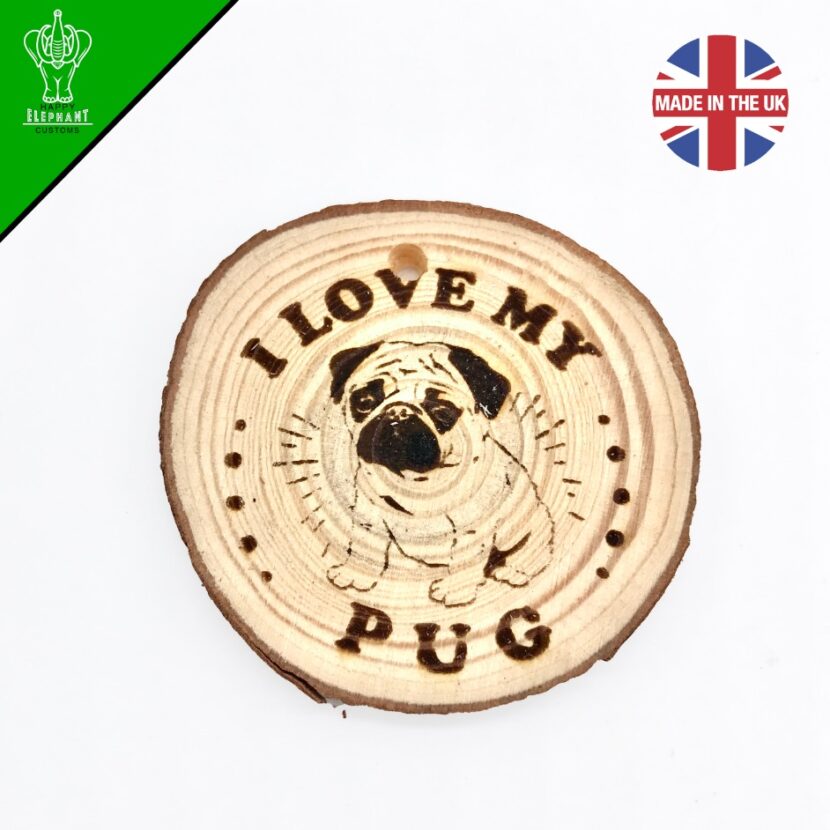 I Love My Pug - Hanging Wooden Disc - Image 4
