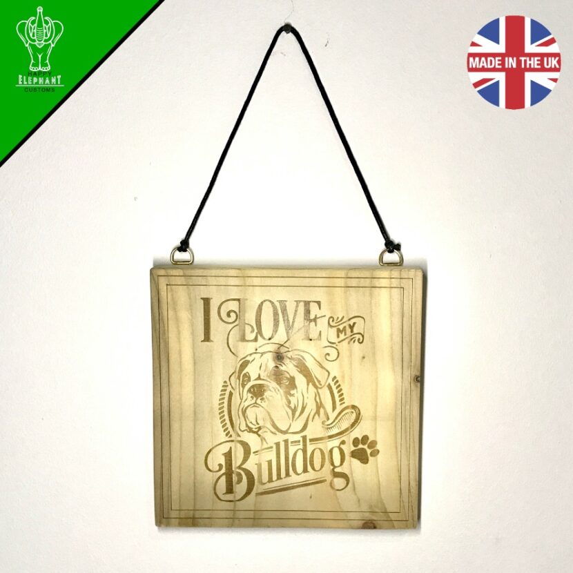 I Love My Bulldog - Square Hanging Sign - Image 5